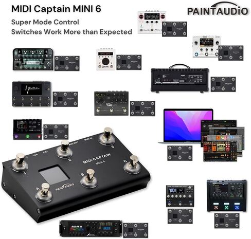 جهاز تحكم Paint Audio MIDI Captain MINI 6 أقدام، متعدد التأثيرات، لوحات المفاتيح، مركب USB-MIDI DAW DSP، برنامج USB-HID يدعم التبديل متعدد الحالات لركوب الدراجات (MIDI Captain MINI 6) in Kuwait