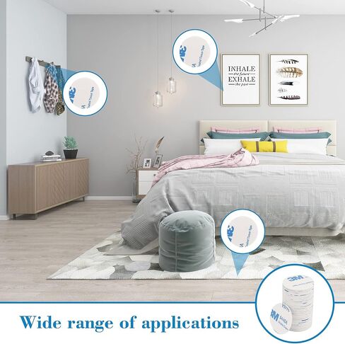 Eyluck 300 قطعة شريط إسفنجي لاصق مستدير مزدوج الجوانب 3 متر وسادة قوية 30 × 30 لوحة لاصقة للتثبيت (أبيض) in Kuwait