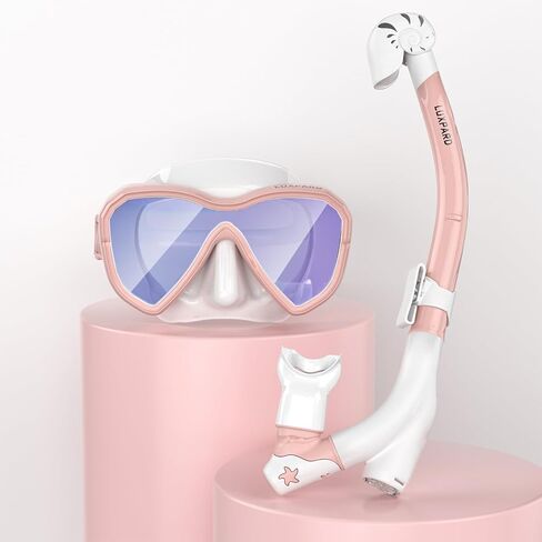 Kids Snorkel Set, Snorkeling Gear for Kids, Anti-Fog Panoramic View Snorkel Mask and Anti-Leak Dry Snorkel Tube, Snorkel Kit Bag Included in Saudi Arabia