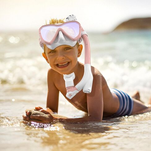 Kids Snorkel Set, Snorkeling Gear for Kids, Anti-Fog Panoramic View Snorkel Mask and Anti-Leak Dry Snorkel Tube, Snorkel Kit Bag Included in Saudi Arabia