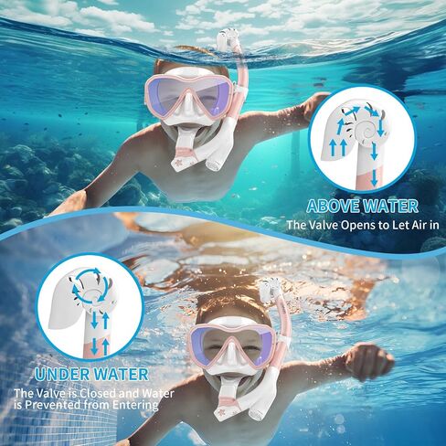 Kids Snorkel Set, Snorkeling Gear for Kids, Anti-Fog Panoramic View Snorkel Mask and Anti-Leak Dry Snorkel Tube, Snorkel Kit Bag Included in Saudi Arabia