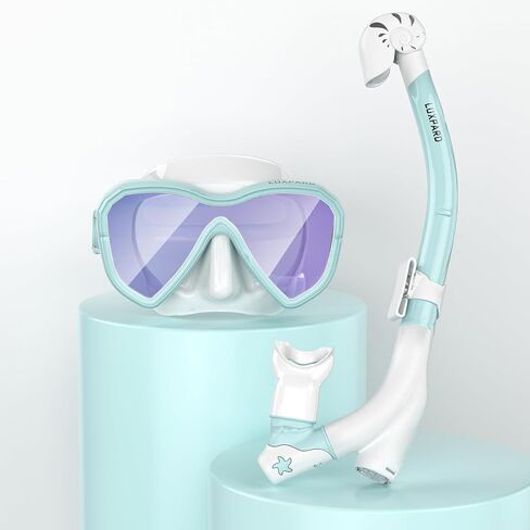 Kids Snorkel Set, Snorkeling Gear for Kids, Anti-Fog Panoramic View Snorkel Mask and Anti-Leak Dry Snorkel Tube, Snorkel Kit Bag Included in Saudi Arabia