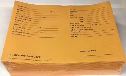 A Plus Car Record Envelope #19 سترات تاجر المركبات، الكمية 100، أزرق (P15) in Kuwait