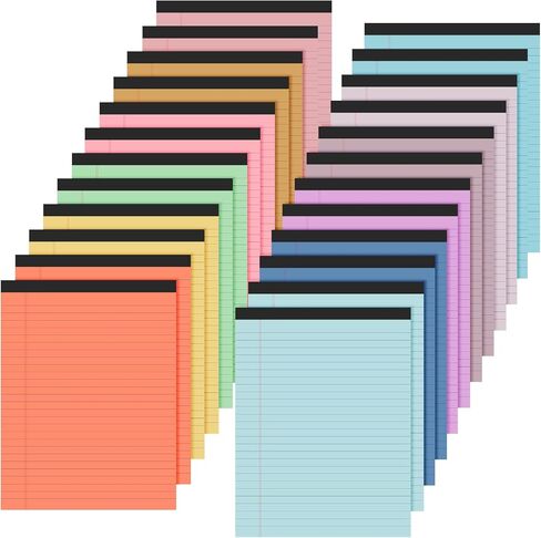 12 قطعة من وسادات الكتابة القانونية الملونة مقاس 8.5 × 11 بوصة عريضة مسطرة 50 ورقة لكل مفكرة لوحة كتابة مثقوبة صغيرة للمدرسة والكلية والمكتب والأعمال (متعددة الألوان) [ربط غير معروف] in Kuwait