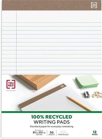 STAPLES TRU RED Notepads 8.5" x 11.75" Wide Ruled White 50 Sheets/Pad, 12 Pads/PK (TR58185) in Saudi Arabia