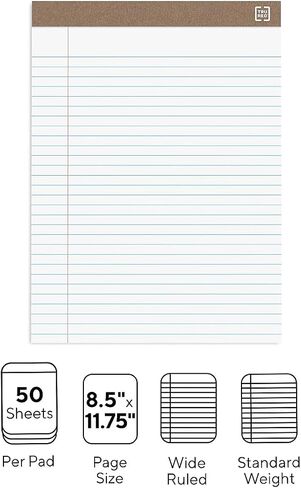 STAPLES TRU RED Notepads 8.5" x 11.75" Wide Ruled White 50 Sheets/Pad, 12 Pads/PK (TR58185) in Saudi Arabia