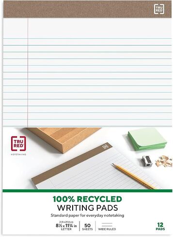 STAPLES TRU RED Notepads 8.5" x 11.75" Wide Ruled White 50 Sheets/Pad, 12 Pads/PK (TR58185) in Saudi Arabia