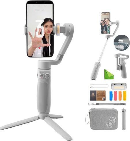 Zhiyun Smooth Q4 Gimbal Stabilizer for Smartphone iPhone Android Cellphone,3-Axis Phone Gimbal w/Built-in Extension Rod Selfie Stick,Megnetic Fill Light,Carrying Bag,Tripod,Zhi yun Smooth Q4 Combo in Saudi Arabia