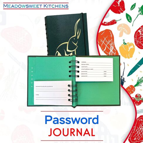 Meadowsweet Kitchens صفحات إعادة تعبئة كتاب كلمة مرور الإنترنت - سجل عنوان الإنترنت وكلمة المرور - صفحات كلمة مرور الإنترنت - إعادة تعبئة دفتر السجل - 60 صفحة in Kuwait