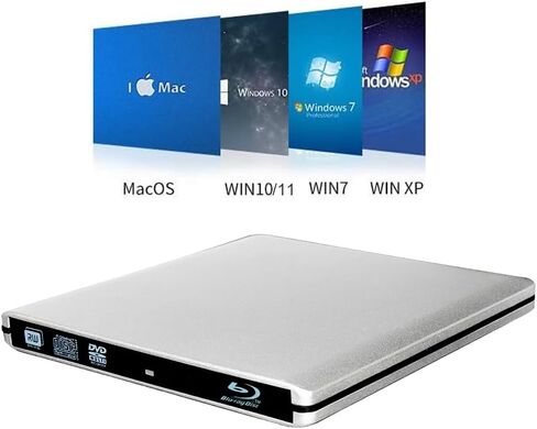 Aluminum 6X Blu-ray Burner External BD Writer CD DVD Drive USB 3.0 USB-C Disc Burner Player Writer Blu-ray Player Compatible with iMac MacBook Pro/Air iMac All Laptops and Desktop pc in Saudi Arabia