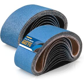 3x21 Inch Belt Sander Sanding Belts 25 Pcs (5 Each of 40/60/80/120/150 Grits), Zirconia Belt Sander Paper Sanding Belts for Wood, Metal, Cars, and Furniture
