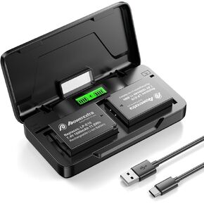 Powerextra LP-E10 Battery Charger Kit- 20W PD Fast Charging, 1600mAh Dual Batteries Compatible with Canon LP-E10 Battery and Canon Rebel T3 T5 T6 T7 T100 Kiss X50 Kiss X70 1100D 1200D 1300D Camera