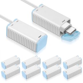 10Pcs Baby Proof Charger Cord Protectors, Childproof USB Charger Cords Covers Universal Toddlers Safety Phone Power Outlet Protector Covers Electrical Cord Cover(Grey and White)