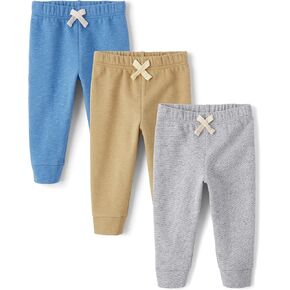 The Children's Place,Baby Boys,and Toddler Fleece Jogger Pants,Blue/Brown/Grey 3-Pack,9 Months,12 Months