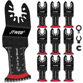 JTWEB Japanese Tooth Oscillating Saw Blades Wood, 10PCS Arc-Shaped Edge Multi Tool Blades for Wood, Plastic, Power Oscillating Tool Blade Multitool Blades Kits Sharpener Universal for Milwaukee