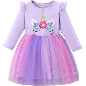 Girls Tutu Dresses Toddler Winter Long Sleeve Party Tulle Dresses for 18M-7T