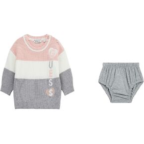 GUESS baby-girls Long Sleeve Sweater Dress and Jersey Knit Diaper Cover