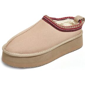 PepStep Womens Slippers Platform Mini Ankle Boots,Vegan Suede Upper,Warmly Cozy Fuzzy Fur-Lined Sneaker Shoes for Out Door