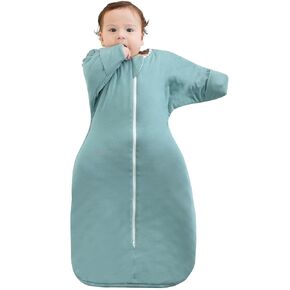 PuppyPaws Baby Sleep Sack 1.5 TOG, Transitional Swaddle with Arms Up Length Sleeves and Mitten Cuffs, Sleep Sack 3-6 Months, Wearable Blanket Baby, 95% Rayon derived from Bamboo, 5% Spandex