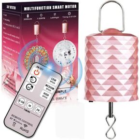 Wind Spinner Motor with Remote & Timing, 3 Rotating Speed Battery Powered Disco Ball Motor, 2 Way Direction Electric Slow Motor for Hanging Display Ornament, Wind Chime, Mirror Ball, Baby Crib Mobile