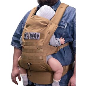 Dad Baby Carrier for Newborn to Toddler (8-33 lbs), Ergonomic, Military Mens Baby Carrier with Enhanced Lumbar Support- Coyote Brown