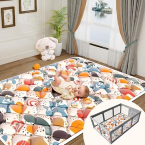 Baby Play Mats for Floor, Foldable 74x50 Playpen Mat, Thicken Cushioning Padding Playmate for Baby and Toddlers Infants, Non-Slip, Machine Washable, Easy to Store