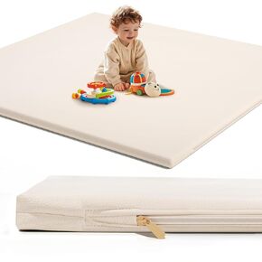 Padded Baby Play Mat for Floor: 48x48 Extra Thicker Soft Non Toxic Vegan Leather Infant Playmat for Babies Toddlers Kids Crawling Sit Play - Fits Nicely Into 47x47and 50x50 Playpen Baby Eessentials