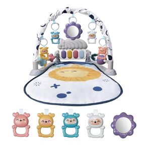 Baby Gym Play Mat, Musical Activity Center for Baby, Kick and Play Piano Gym, Tummy Time Play Mat for Newborn Babies Infants Boys Girls 0-3-6-9-12 Months (Pink)