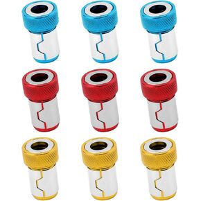 9pcs Screwdriver Head Magnetic Rings, 3 Colors Premium Aluminum Magnetizer Screw Holder Ring Durable Screw Head Magnet Ring for 1/4" Hex Screwdriver and Power Screwdriver Bits