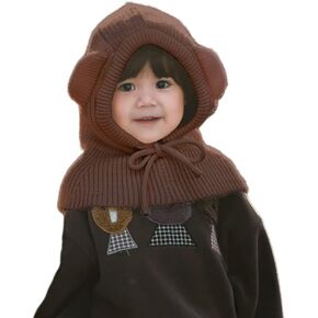 Baby Winter Hat,Hooded Scarf Hat for Toddle Litte Kids Balaclava Knit Skull Cap 2-8 Years