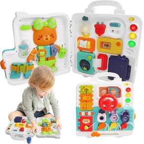 Baby Busy Board for Toddlers 1-3 , Toddler Montessori Busy Board Toy for 3+ Year Old, Educational Toys for 1 2 3 4 5 Year Old, Developmental Toys for Fine Motor Skills, Boys Girls Birthday Gift