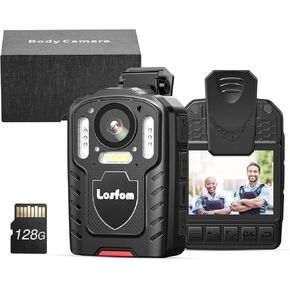 L01 Body Camera 128G,1296P Body Mounted Camera with 3000mAh Battery, Body Cam Night Vision, Support 13Hrs Video Recording for Travel,Outdoor,Home,Meeting
