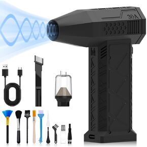 S16 Compressed Air Duster, 13W High Power Electric Blower with 4000mAh Battery and Dust Cover, 4 Speed ​​Adjustable, Rechargeable, for Keyboard, PC, Car and Outdoor Cleaning