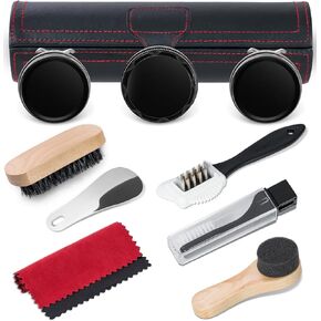Shoe Cleaning Kit，Shoe Shine Kit for Men & Women w/Black, Neutral Polish - Leather Boot Care Kit，Shoe Polish Kit for Gentle Care and Cleaning