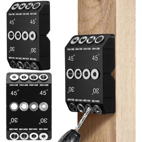 2 Pack Multi Angle Drill Guide Fit 30 45 90 Degree Cable Railing Kit Visible Template Jig for Cable Railing Lag Screw Wood Post 4 Sizes Guide Track Drilling Degree Angle and Straight Holes