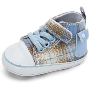 Checkered Canvas Shoes for Baby Boys and Girls,Lightweight and Breathable，0-18Months Infant Firstwalk Sneakers