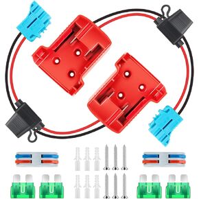 Power Wheel Adapter for Milwaukee M18 18V Battery, Battery Converter Kit with Fuses Holder, Wire Terminals, Fuses & 12AWG Wire for DIY RC Cars, Toys, Robotics (2-Packs)