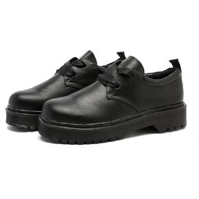 MEMON Womens Vintage Oxford Shoes,Casual Low Heel Loafers for Women,Round Toe Chunky Black Platform Oxford Shoes for Women,Comfort Dress Shoes
