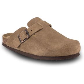 Women's Suede Clogs Slip-On Buckle Slides Leather Mules Cork Footbed Sandals Potato Shoes with Arch Support in Kuwait