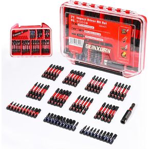 43pieces Screwdriver Bits Set, Impact Magnetic S2 Steel Multi Insert Power Bits Tips with Impact Bit Holder and Two Storage Box（PH/TORX/SQ/PZ/HEX/SL）