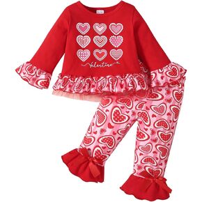 طفل طفل عيد الحب يوم عيد الحب قميص كشكش قميص اندلع بانت مجموعة القديس باتريكز ملابس يوم in Kuwait