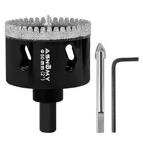 4 Inch Diamond Hole Saw with Pilot Drill Bit, 4" Serrated Brazing Tile Hole Saw Diamond Core Drill Bits with Guiding Bit for Ceramic Porcelain Tile Glass Stone Granite Marble