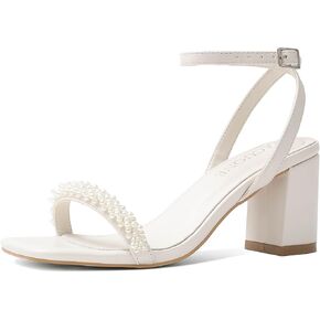 LACUONE Strappy Heels for women Block Chunky Heels Ankle Buckle Square Toe Heeled Sandals