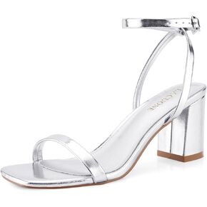 Lacuone strappy cheels for women block chunky heels kalsle buckle square tee heel heel heel heel