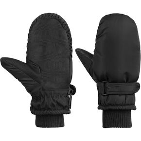 American Trends Toddler Winter Mittens Snow Toddler Gloves Ski Kids Mittens Warm Gloves for Toddler Kids Pure Black S(Fits 2-4 years)