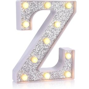 Foaky Silver Light Up Letters,Party Decorations,Birthday Decorations for Night Light Birthday Party Christmas Gifts (Z)