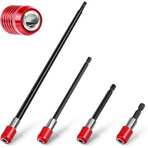 Drill Bit Extension 2/4/6/12’’, Magnetic Bit Holder 4 Pcs, Drill Extension Bit Holder 1/4’’ Hex, Bit Holder for Impact Driver CR-V Steel Quick Release for Screwdriver Bit Nut Drill Socket by XIOGZAXI