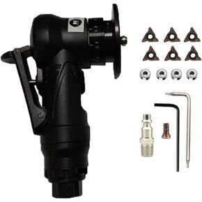 Pneumatic Chamfering Machine Mini Carpenter Chamfering Tool Portable Handheld Grind Chamfer Tool Deburring Trimming Machine (Black + 6pcs R-Blades for Wood Beveling