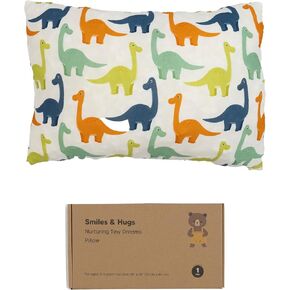 Smiles & Hugs Toddler Pillow, 13 x 18 inches, Kids Pillow for Sleeping, Travel Pillow for Kids, Machine Washable Pillow, Hypoallergenic (Dinosaurs)