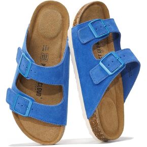 Project Cloud Genuine Leather Flat Sandals Beach Essentials Womens Sandals Memory Foam Vacation Essentials Slides for Women Footwear (Venita)
